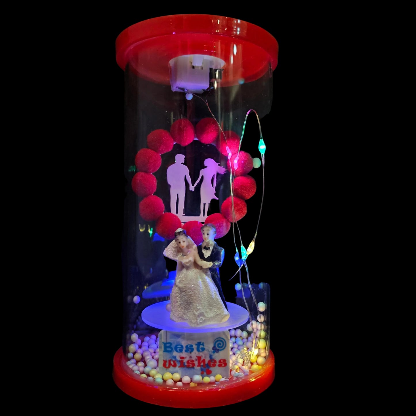 Wedding couples in Dancing posture Figurine with lighting in a glass capsule