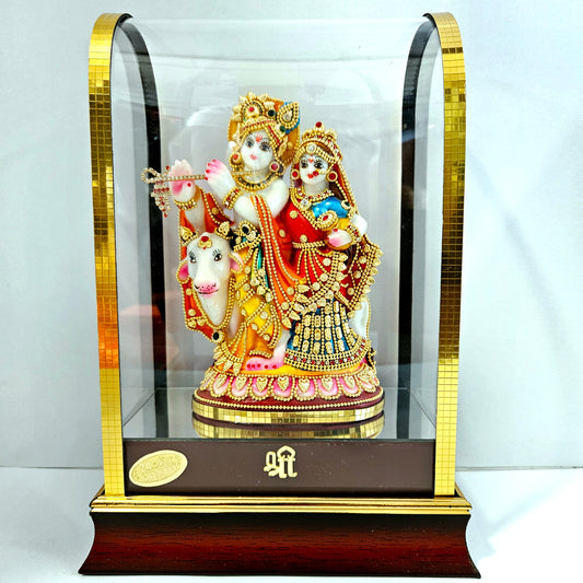 Radha Krishna 24carats gold Plated Cabin Idol for Home Decor & Lord Showpiece
