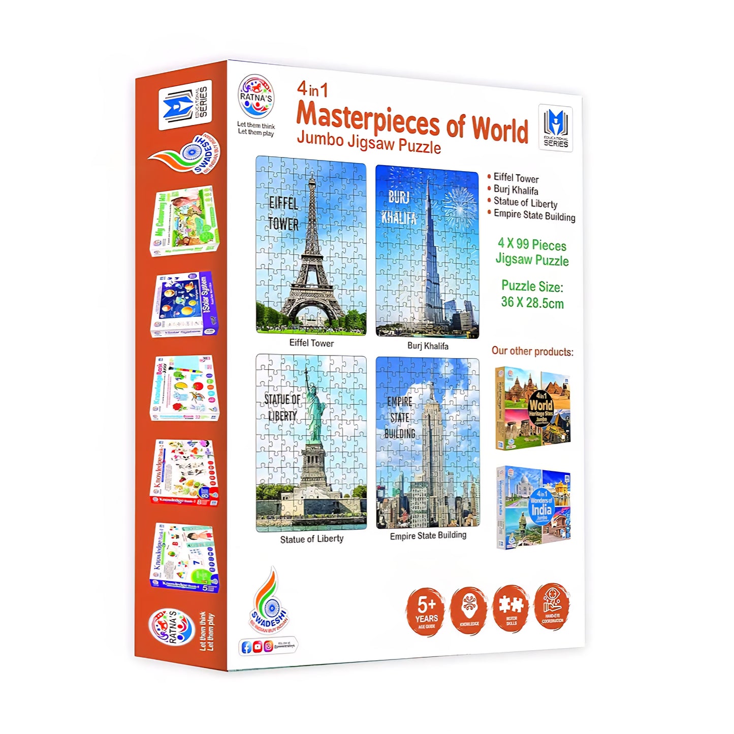4 in 1 Masterpieces of World Jumbo Jigsaw Puzzle for Each Puzzle Educational Toy for Kids 5+ Year