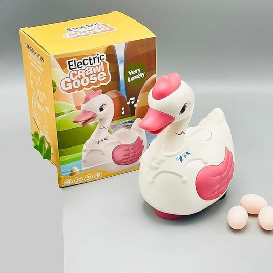 Musical Egg Laying Crawling Goose Toy with Sound Effects for Kids