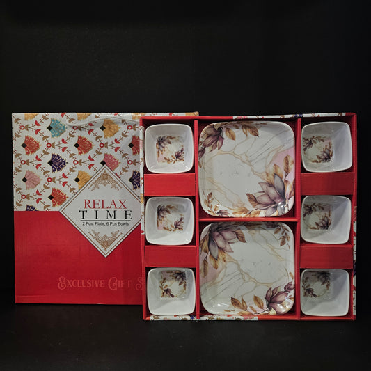 Pk Relax time 2 pieces serving Platters & 6 pieces bowls set