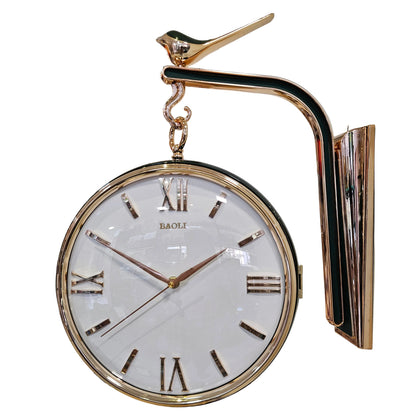 Silent Hanging Double Sided Wall Clock Two Faces Moving Gear Stylish Analog & Roman numerals Analog Latest Wall Clock station Clock for Hallway Office & Home Decor