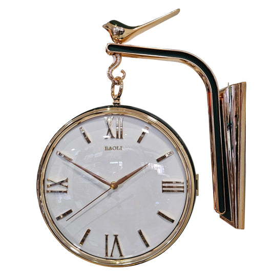 Silent Hanging Double Sided Wall Clock Two Faces Moving Gear Stylish Analog & Roman numerals Analog Latest Wall Clock station Clock for Hallway Office & Home Decor