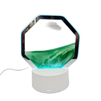 Moving Sand Art Picture Flowing Sand Painting Quicksand Artistic Landscape White Frame Green perfect for Bedroom