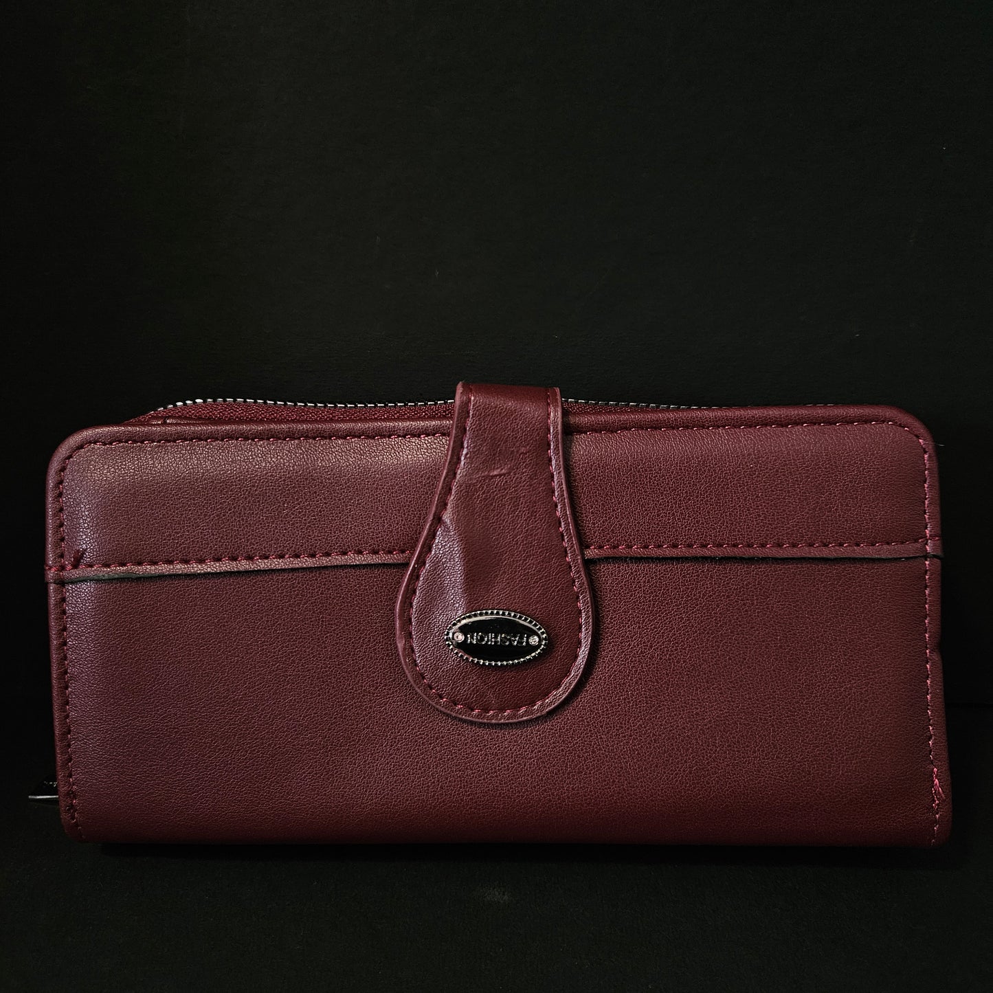 Leather Thin Slim Wallets for Women with magnetic Button & Zipper