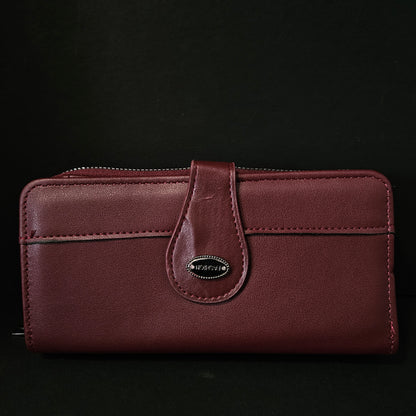 Leather Thin Slim Wallets for Women with magnetic Button & Zipper