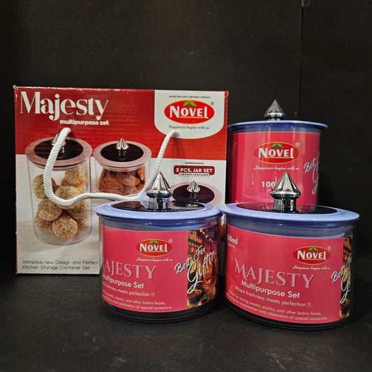 Novel Majesty Multipurpose Airtight Storage container 3pcs jar set for Return gifting