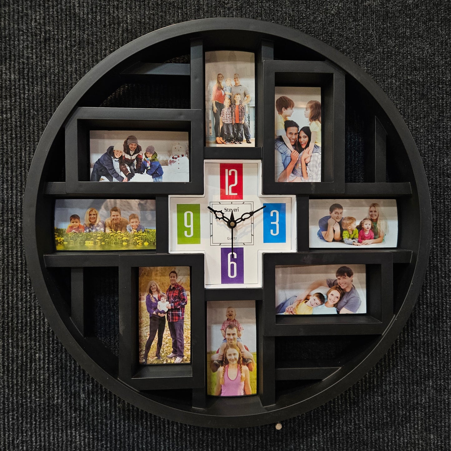 Designer Artistic Family Photo Frame and Collage Photo Frame with Wall Clock for Home Decoration and for Luxury Gifts