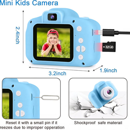 Kids Digital Camera, 2.0 Inch Screen, 3MP HD Lens, 1080P Video Recording