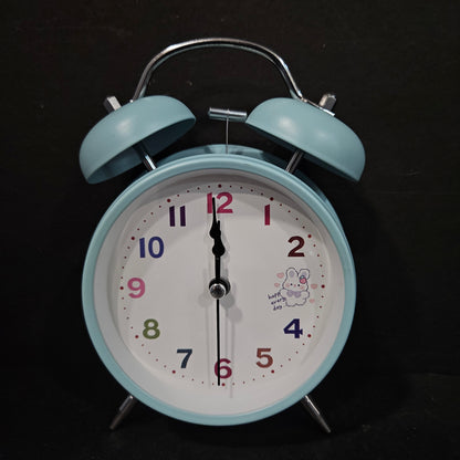 Cute Small Clock with Loud Bell Alarm, Stylish Mini Table Clock for Kids Boys Girls Students Heavy Sleepers Study Table