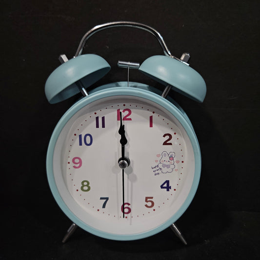 Cute Small Clock with Loud Bell Alarm, Stylish Mini Table Clock for Kids Boys Girls Students Heavy Sleepers Study Table