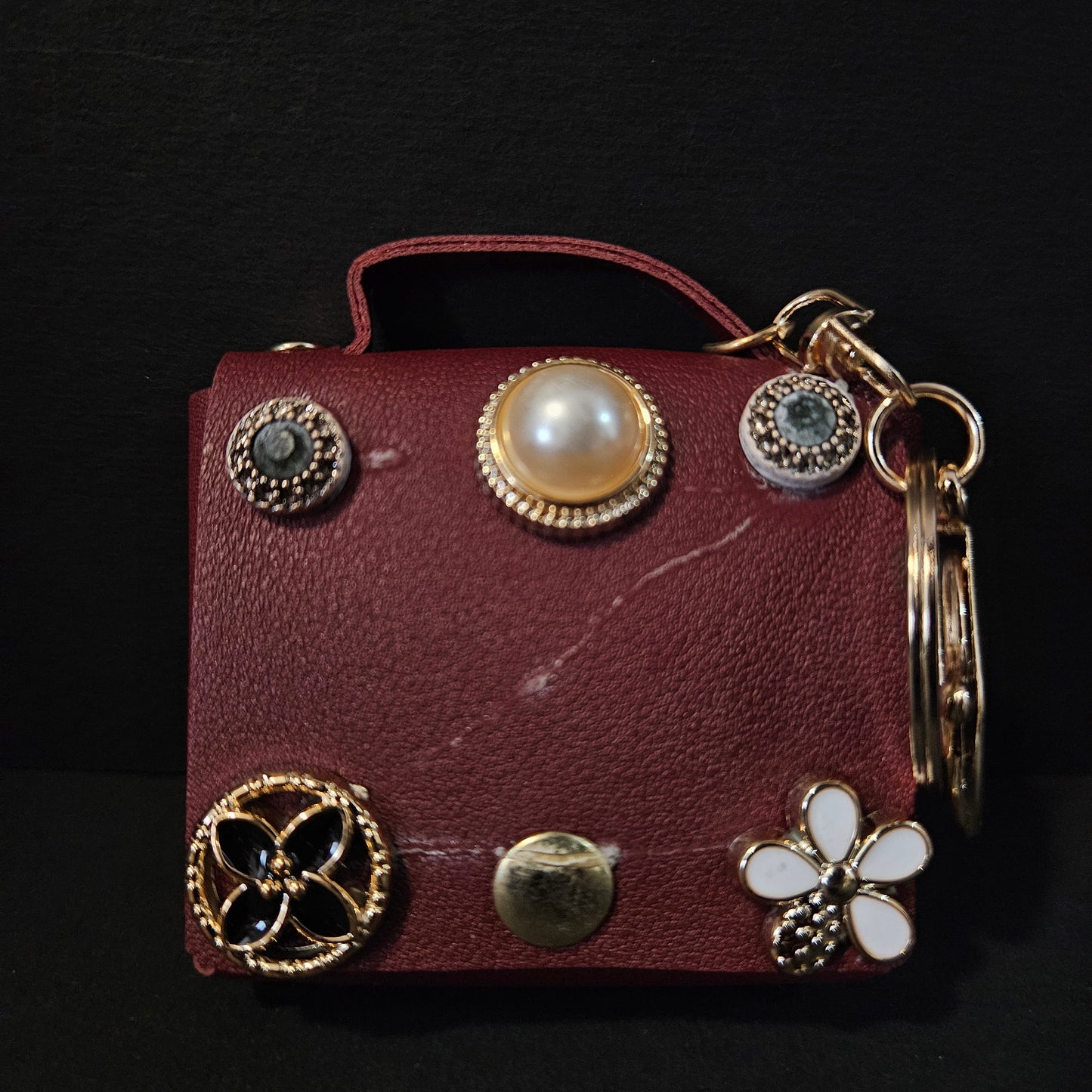 Keychain Mini Faux Leather Coin Purse Keychain Storage Bag Headphone Bag Keychain Bag