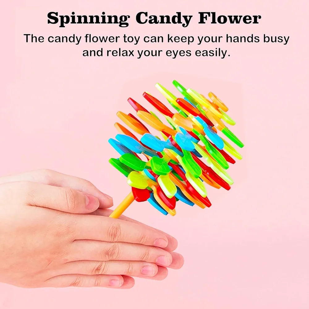 Candy Flower Toy for Kids, Stress Relief Toy, Lollipop Shaped Hand Fidget Spinner, Colourful Twisting and Rotating Flower, Durable, Fun Stress Buster Gift