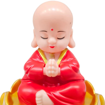 Solar Little Monk, Outstanding Gift Nod and Swing Monk Display Excellent Workmanship Cute Decoration with Solar Light Receiving Panel for Car Dashboard