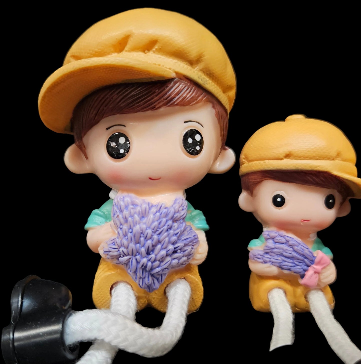 Family Set Charming Showpiece | Polyresin Hanging Legs Statues | Family Sitting Dolls Miniature Figurine for Living Room Shelf Home Decor Items (4 Pcs Set