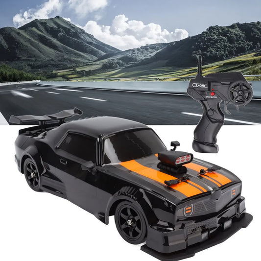 RC Drift Car, RC Racing Car Shatterproof 2.4GHz 1/16 Black 500mAh Battery with Plastic Bottle for smoke