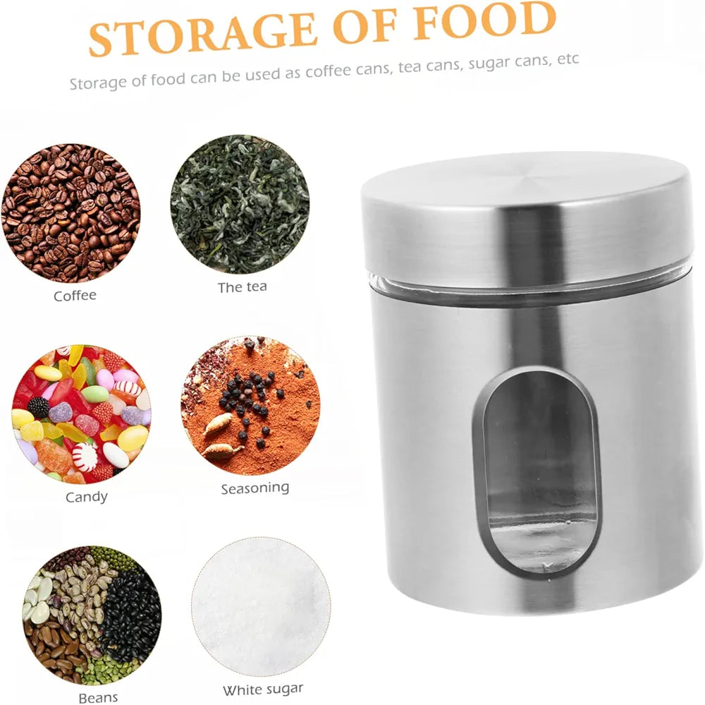 Stainless Steel Storage Tank Coffee Sealing Storage Jar Coffee Container Creative Spice Jar Household Kitchen Storage Supplies Spice Bottle Kitchen Use Tool Salt Jar