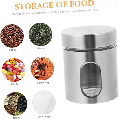 Stainless Steel Storage Tank Coffee Sealing Storage Jar Coffee Container Creative Spice Jar Household Kitchen Storage Supplies Spice Bottle Kitchen Use Tool Salt Jar