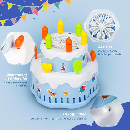 Birthday Cake Bubble Machine for Kids Outdoor Play Blue