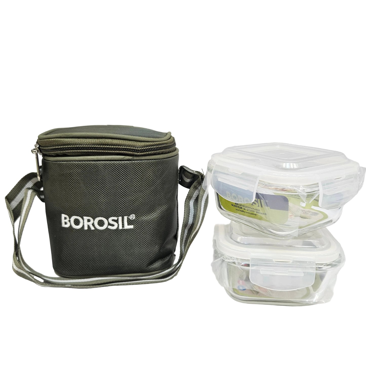Borosil 2pcs set  Microwaveable Glass Square Lunch box with airtight lids