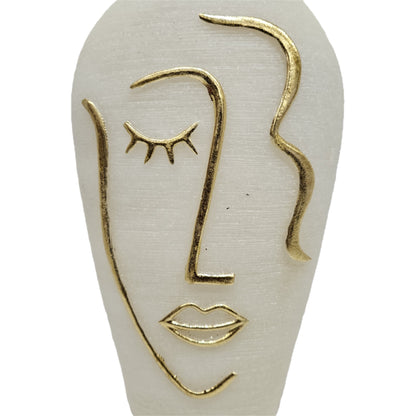 Modern Minimalist Faceline Vase, a decorative ceramic flower vase featuring abstract line art of a human face