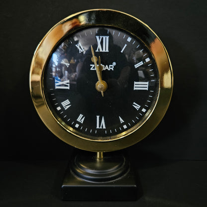 Handcrafted The Timepeice Table Clock for KidsRoom, Living Room, Bedroom, Study Table|Classic Non-Ticking Tabletop Battery Operated Analog Desk Clock in Gold