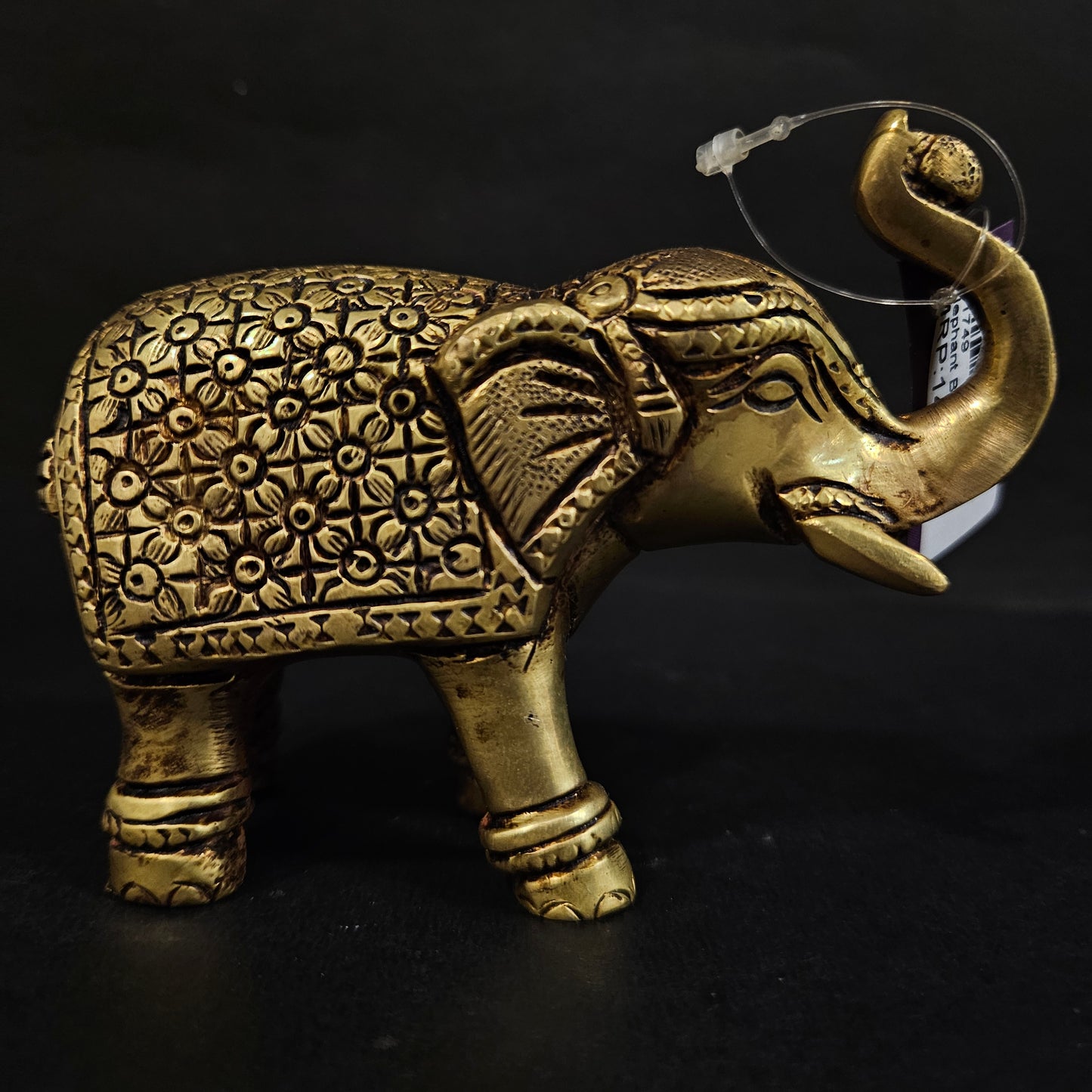 Brass Elephant with Beautifull Design Carving Work On Hathi Gajraj Lucky Figurine Showpiece for Home Statue Idol Handicraft Art