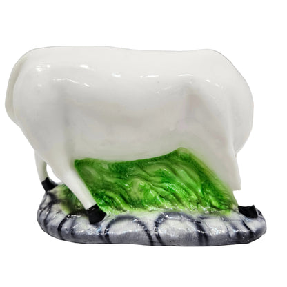 Polyresin small size Kamdhenu Cow with Calf Idol Statue for Pooja Home Temple Décor Gift