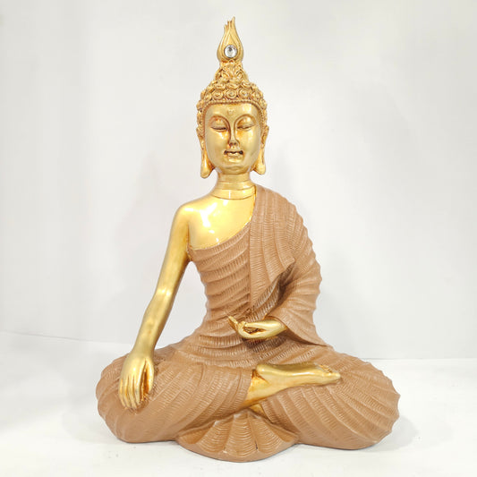 Sitting Buddha Statue Idol Buddha Figure Gold Foli Work Resin Made Light Weight Statue Perfect Home decor
