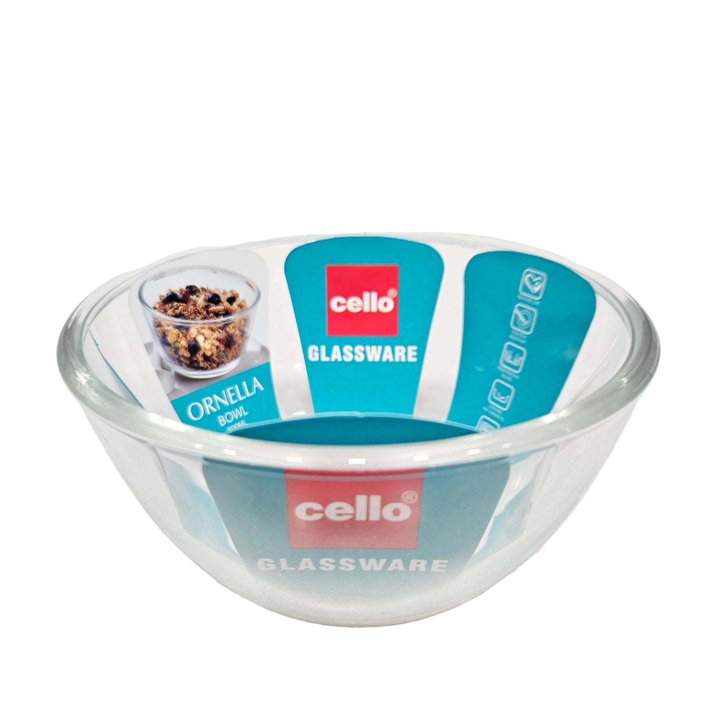 Cello Ornella Glassware Bowl Microwave Safe (Approx:-500ml)