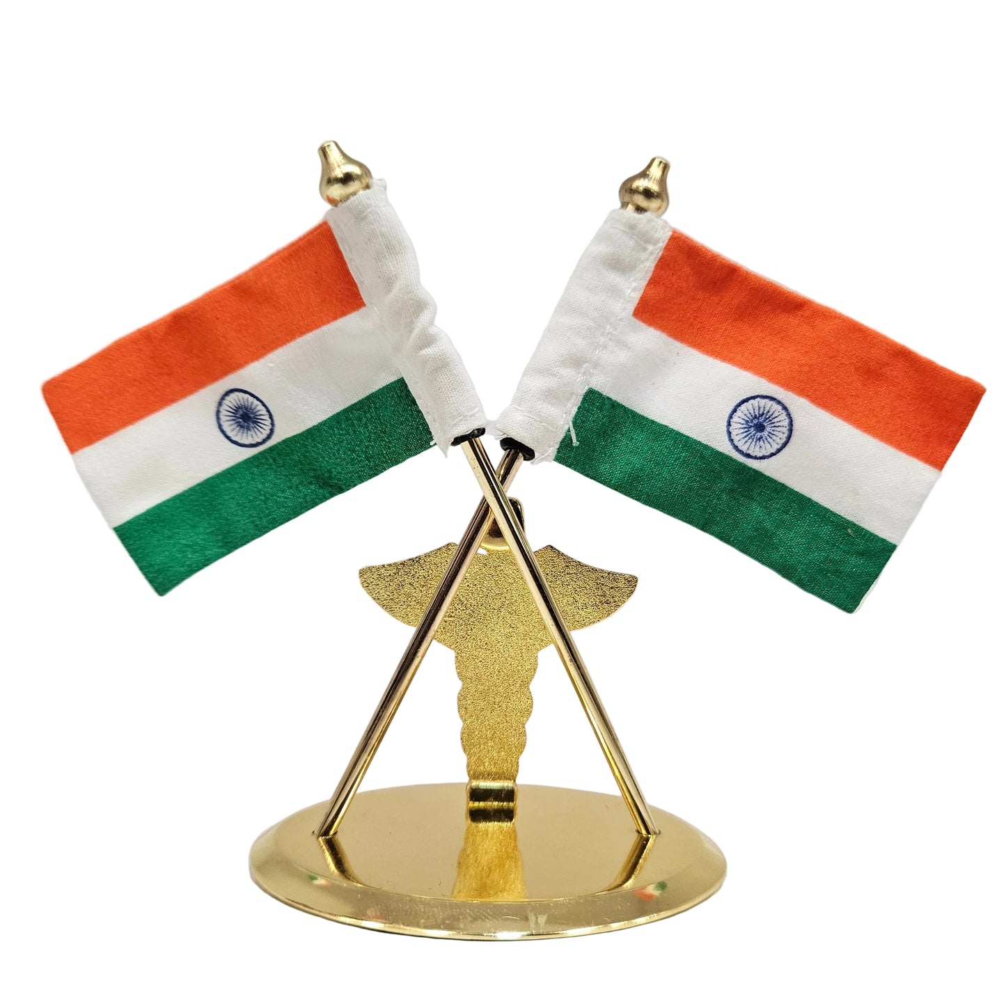 Indian National Flag with Brass made Caduceus Symbol- “The symbol of Medicine” for Home & Office Desk or Table and Corporate Gifting Purpose| Car Dashboard| Home Table| Office Desk| Gifting Purpose