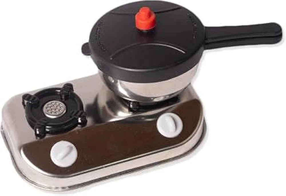 Toy Plastic Premium Quality Cooker with Gas Stove Miniature Household Kitchen Appliances Pretend Play Toy for Kids Non Battery Operational JUST A Toy for Girls