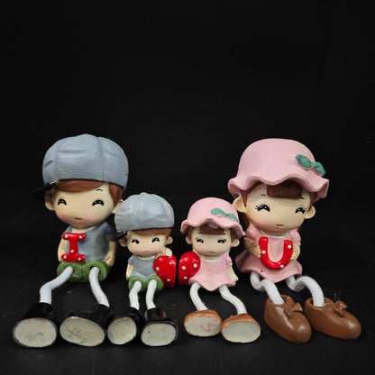 Cartoon Resin Outseam 4pieces set family Hanging Feet Doll Home Wall Decoration