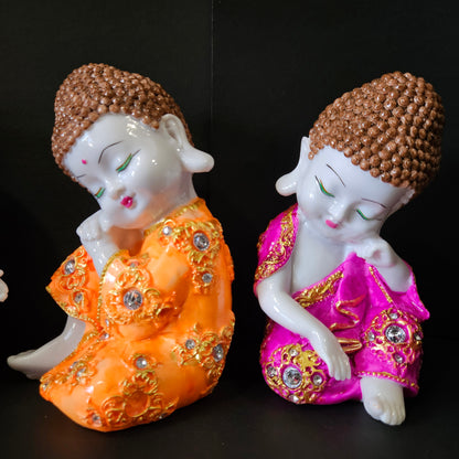 Handcrafted Little Baby Monk 4 pieces Showpiece set Statue Figurine for Home Decor