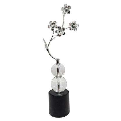 Modern crystal floral sculpture used as a tabletop decorative showpiece Figurine