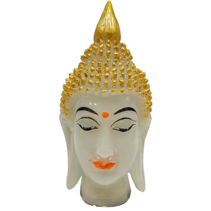Blessed Buddha Head Yellow Golden Statue for Home & Garden Decor | Healing Spirit Figurine for Living Room, Bedroom | Invoke Peace, Health, and Happiness
