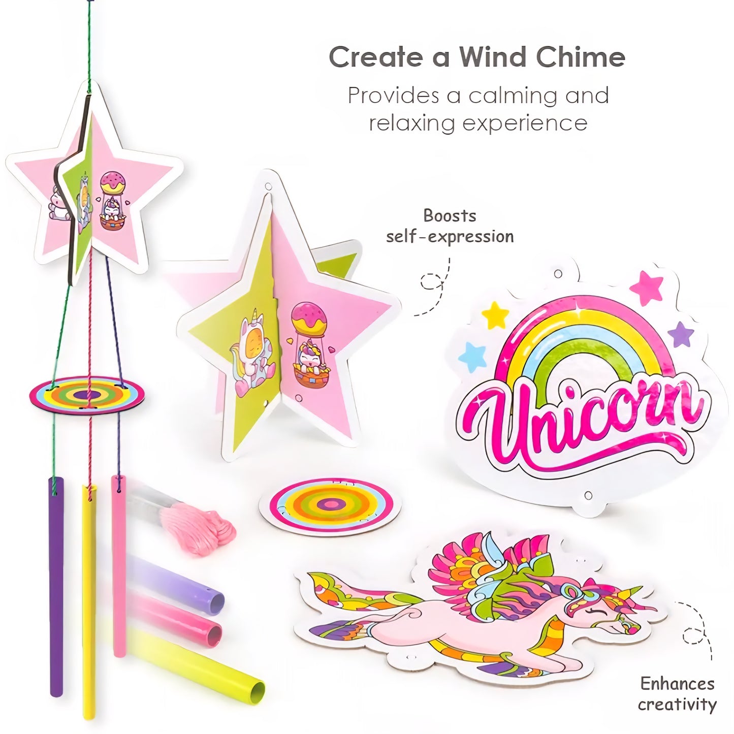 Unicorn Craft Kit 3-in-1 EVA DIY Kit | Create Pen Stand, Wind Chime & Eye Mask | Art & Craft Activity for Kids, Men & Women | Toy for Ages 5+