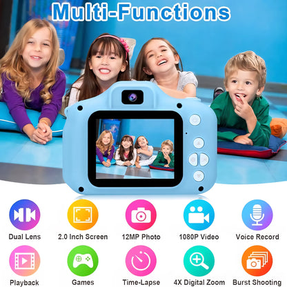 Kids Digital Camera, 2.0 Inch Screen, 3MP HD Lens, 1080P Video Recording