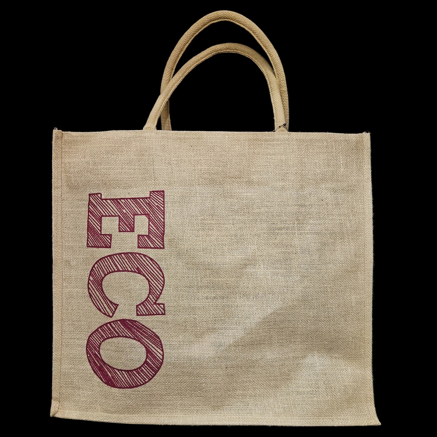 Stylish jute Tote Bag with ECO Text Printed Trendy Shoulder Bag with Zipper Lightweight, Durable Handbag for Travel & Shopping