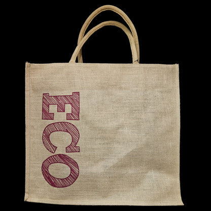 Stylish jute Tote Bag with ECO Text Printed Trendy Shoulder Bag with Zipper Lightweight, Durable Handbag for Travel & Shopping