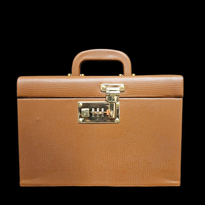 Leather Jewellery Box for Women Vanity Box with Sliding Tray, Three-Digit Combination Lock, Mirror, Pocket for Safe Jewelry