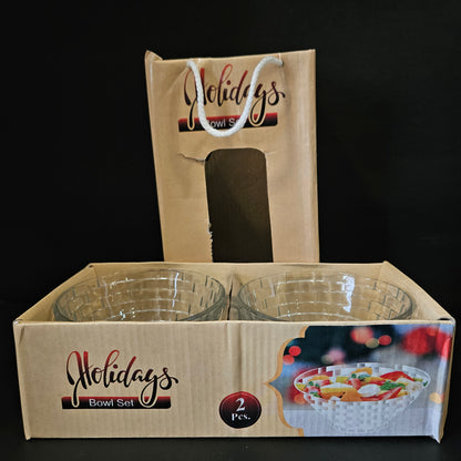 Holidays 2 piece glass bowl set for serving purpose & Returning gifting purpose