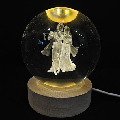 Crystal Ball Night Lamp, Solar System Light, USB Table Colorful Wooden Crystal for Home, Office, Birthday Gift