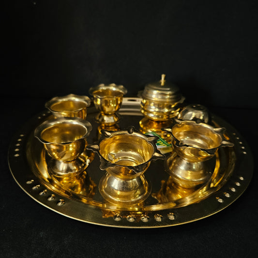 Pure Brass dhoop stick Holder/Chandan Roli/Tika Chopda Set/Chawal Akshat Haldi Dibbi/Kumkum plate