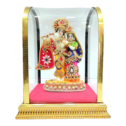 Radha Krishna polyresin Cabin Idol for Pooja Room & Home Decor
