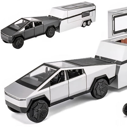 Tessla Pickup Trailer Toy Car | Realistic Model with Working Features - Diamond Black Diecast car