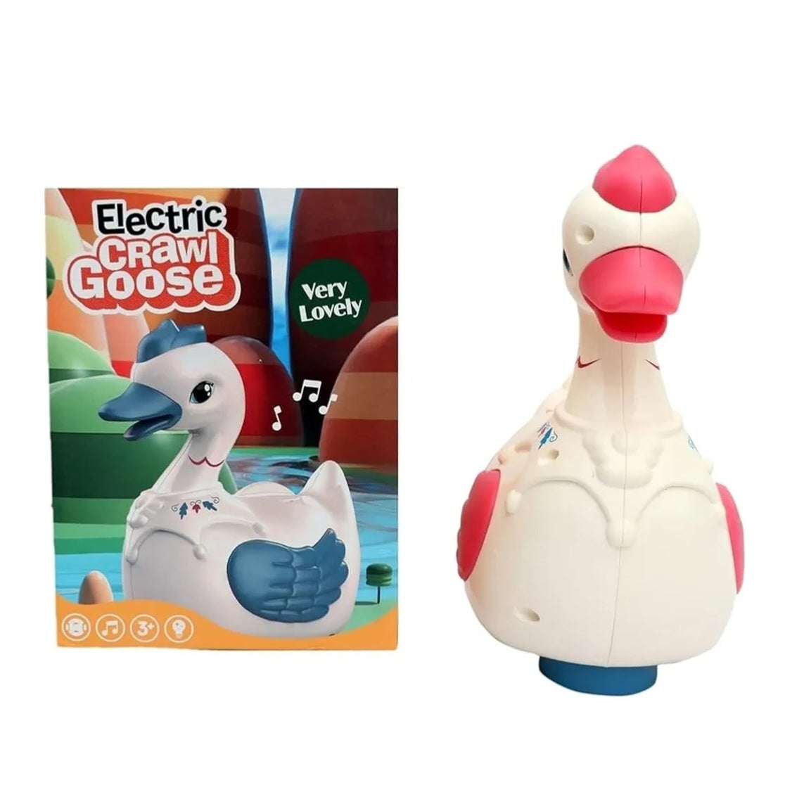 Musical Egg Laying Crawling Goose Toy with Sound Effects for Kids
