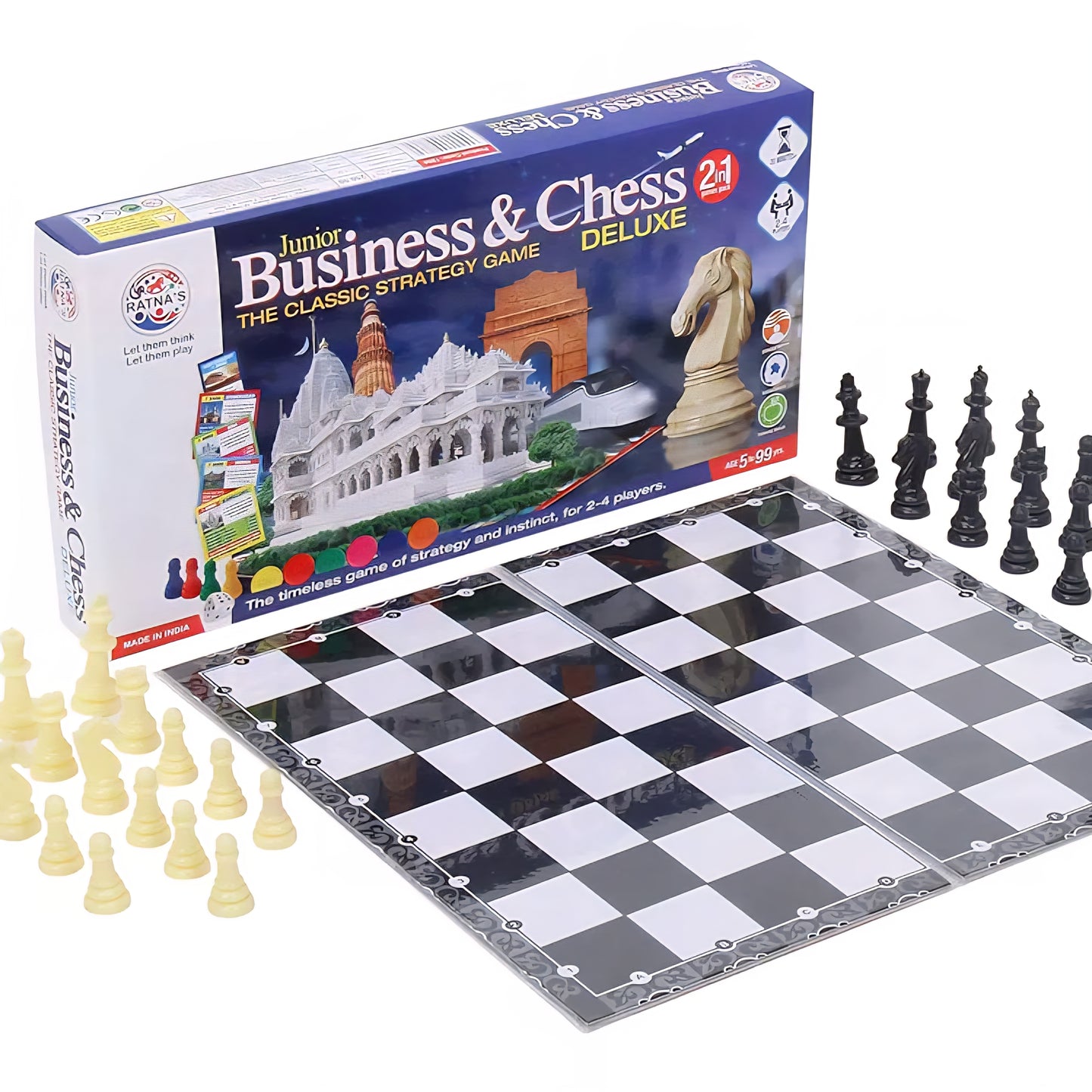 Ratna's 2 in 1 Business & Chess Junior Deluxe Board Game for 7+ Years