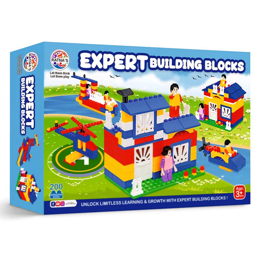 Expert Master Building Blocks for Kids, 200 Interlocking Pieces. let Your Kid Make Everything he/she Dreams of. Improves Logical Thinking and Cognitive Skills of Kids