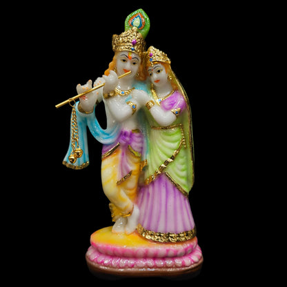 Shree Radha Krishna Idol | Marble Powder Murti for Home Temple, Office & Pooja Mandir | Figurine for Janmashtami, Worship & Festive Gifting